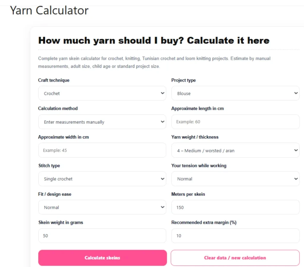 Yarn Calculator tools